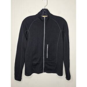 Ibex merino wool black full zip long sleeve jacket - small